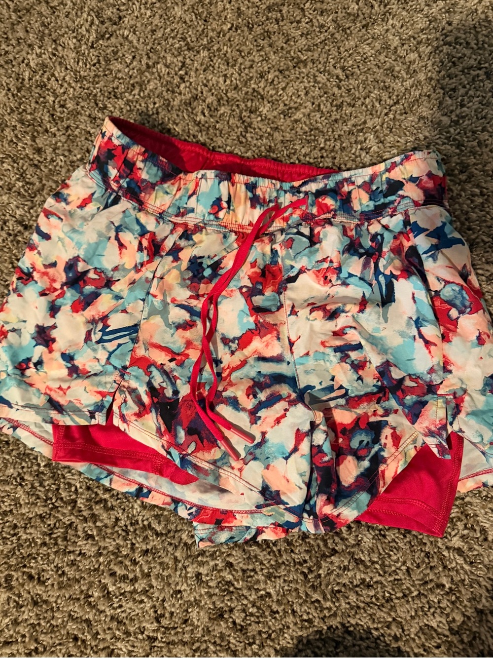 Women’s Pink Multi Watercolor Athletic Shorts